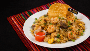 PERUVIAN FRIED RICE - House Special: Beef, Chicken, Shrimp (carne, pollo y camarones)